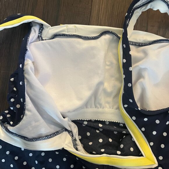 Beach House Women's Built in Padded Bra Tankini Top Blue Polka Dot Size 10 - Picture 5 of 5